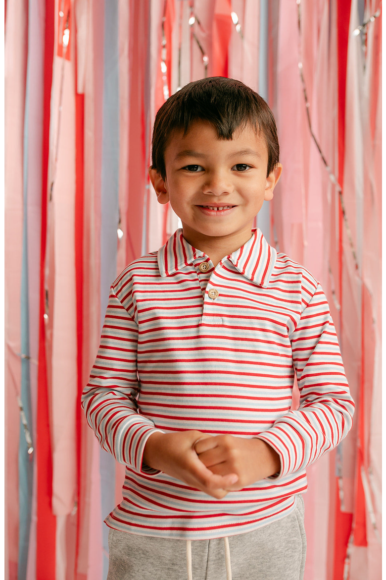Reid Long Sleeve Polo, Alternate, color, Valentine Stripe