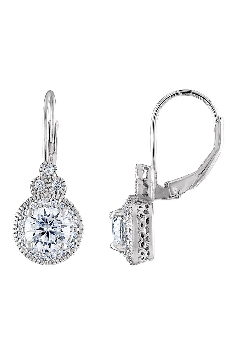 Sterling Silver Lab Created Moissanite Lever Back Earrings, Main, color, SILVER