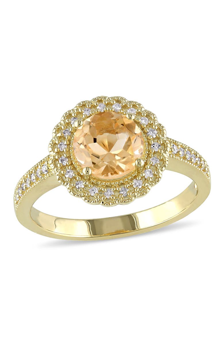 Round Citrine & Diamond Ring, Main, color, YELLOW