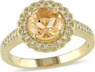 DELMAR Round Citrine & Diamond Ring