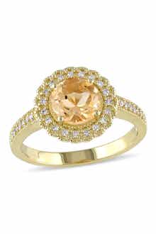 DELMAR Round Citrine & Diamond Ring