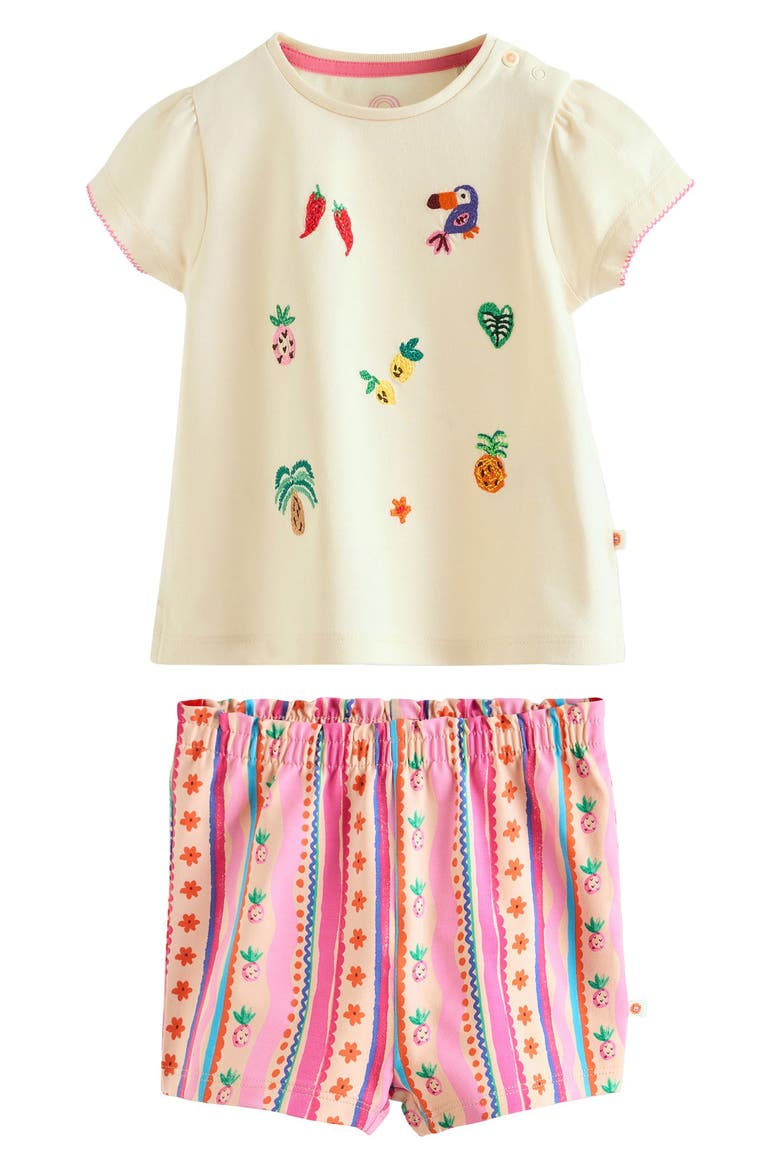 Embroidered Tropical Shirt & Shorts Set, Main, color, NEUTRAL