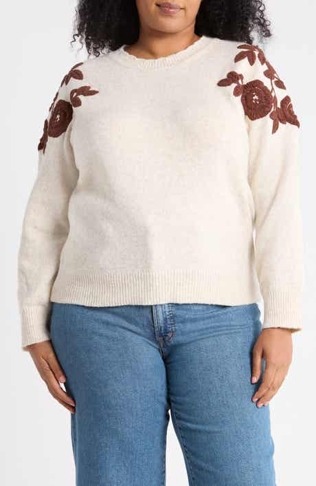 Embroidered Sleeve Sweater