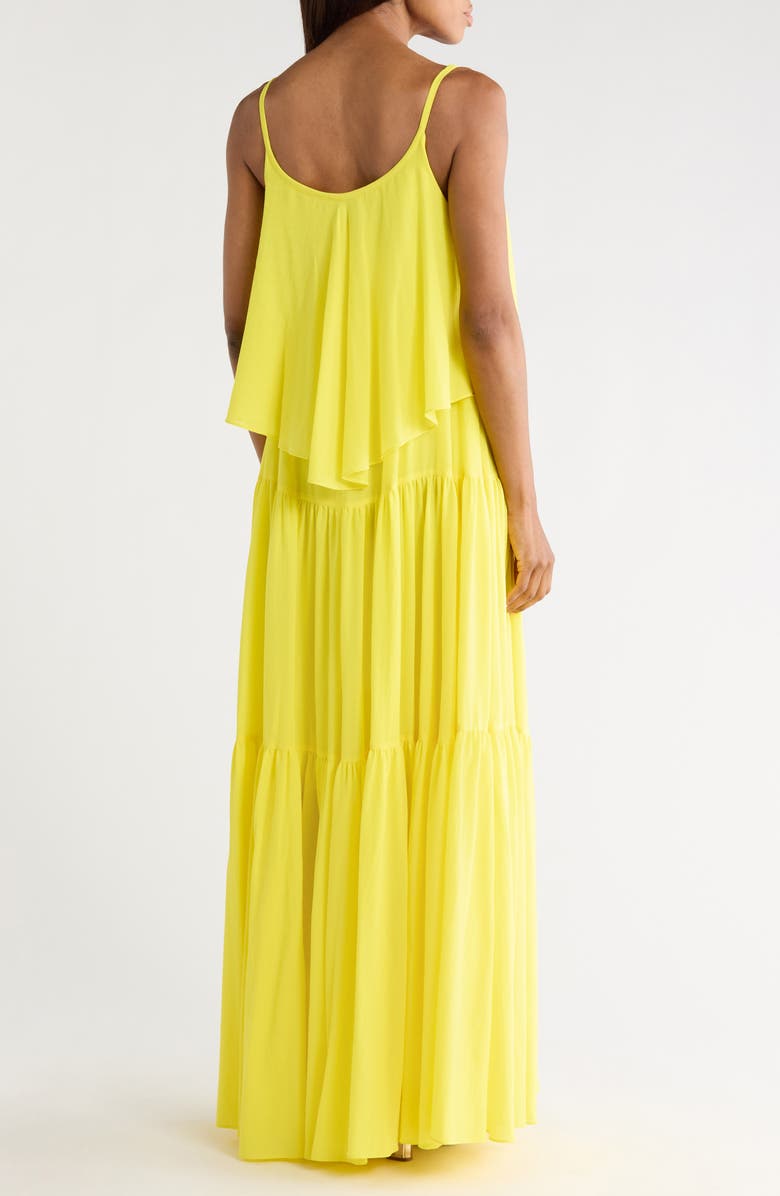 Longchamp Ruffle Tiered Cotton Sundress, Alternate, color, Lemon