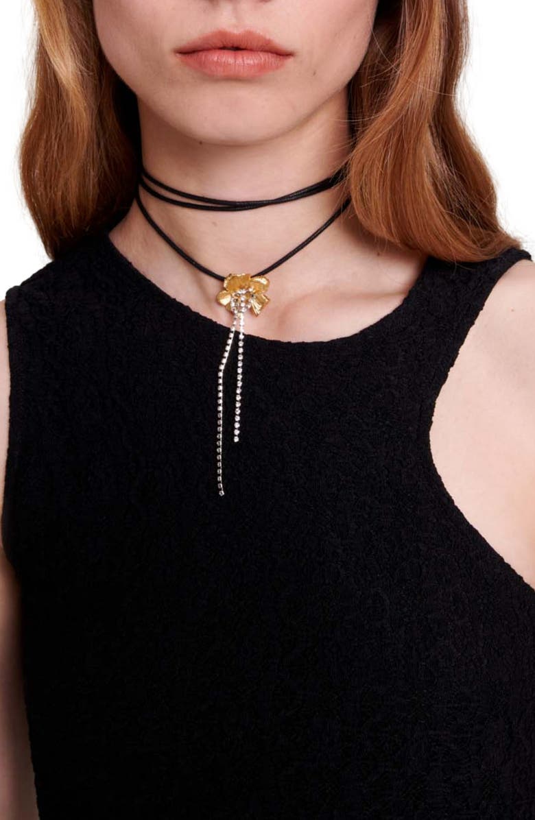 maje Raiserane Cutout Lace Overlay Maxi Dress, Alternate, color,