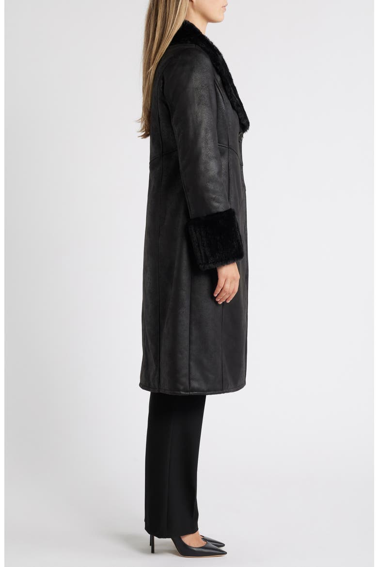 Faux Shearling Coat, Alternate, color, BLACK