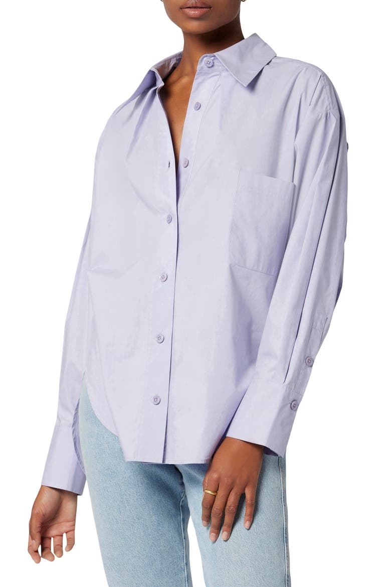Sergine Pleat Sleeve Button-Up Shirt, Main, color, LANGUID LAVENDER