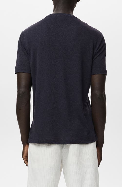 Mango Slim Fit Linen Blend T-shirt In Blue