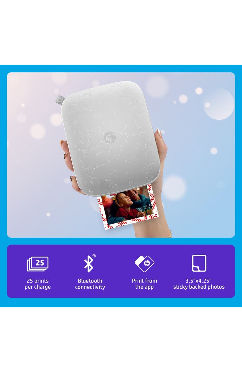 HP Sprocket 3x4 Instant Photo Printer, Prints 3.5x4.25 Photos from iOS & Android, Alternate, color, White
