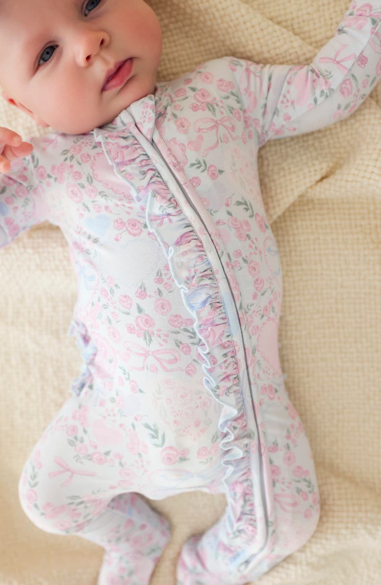 Posh Peanut Ruffle Zip Footie, Alternate, color, Light/ Pastel Blue