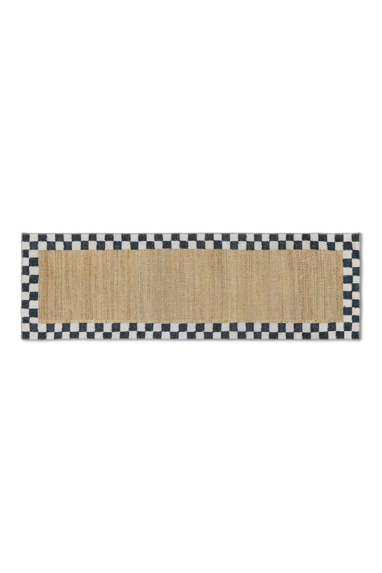 Naturals Check Washable Runner, Main, color, BEIGE