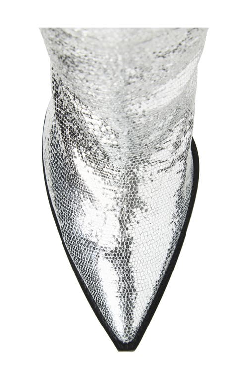 Allsaints Reina Metallic Over The Knee Boot In Silver