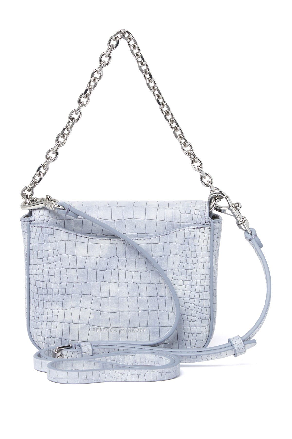 Rebecca Minkoff Love Too Croc Embossed Leather Micro Crossbody Bag, Alternate, color, 