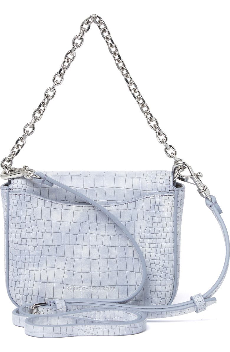 Rebecca Minkoff Love Too Croc Embossed Leather Micro Crossbody Bag, Alternate, color,