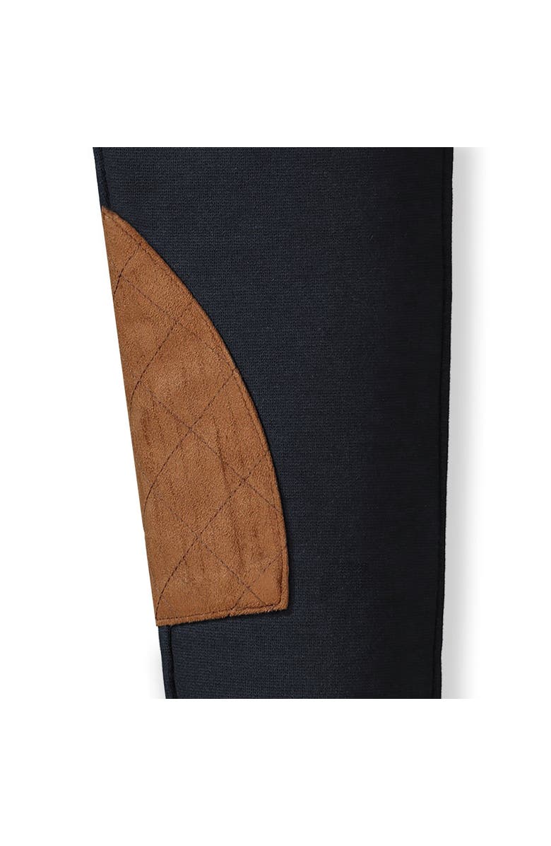 Hope & Henry Baby Girls' Ponte Riding Pant, Infant, Alternate, color, Black With Brown Faux Suede