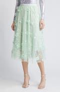 NIKKI LUND Audra Floral Appliqué Chiffon Maxi Skirt