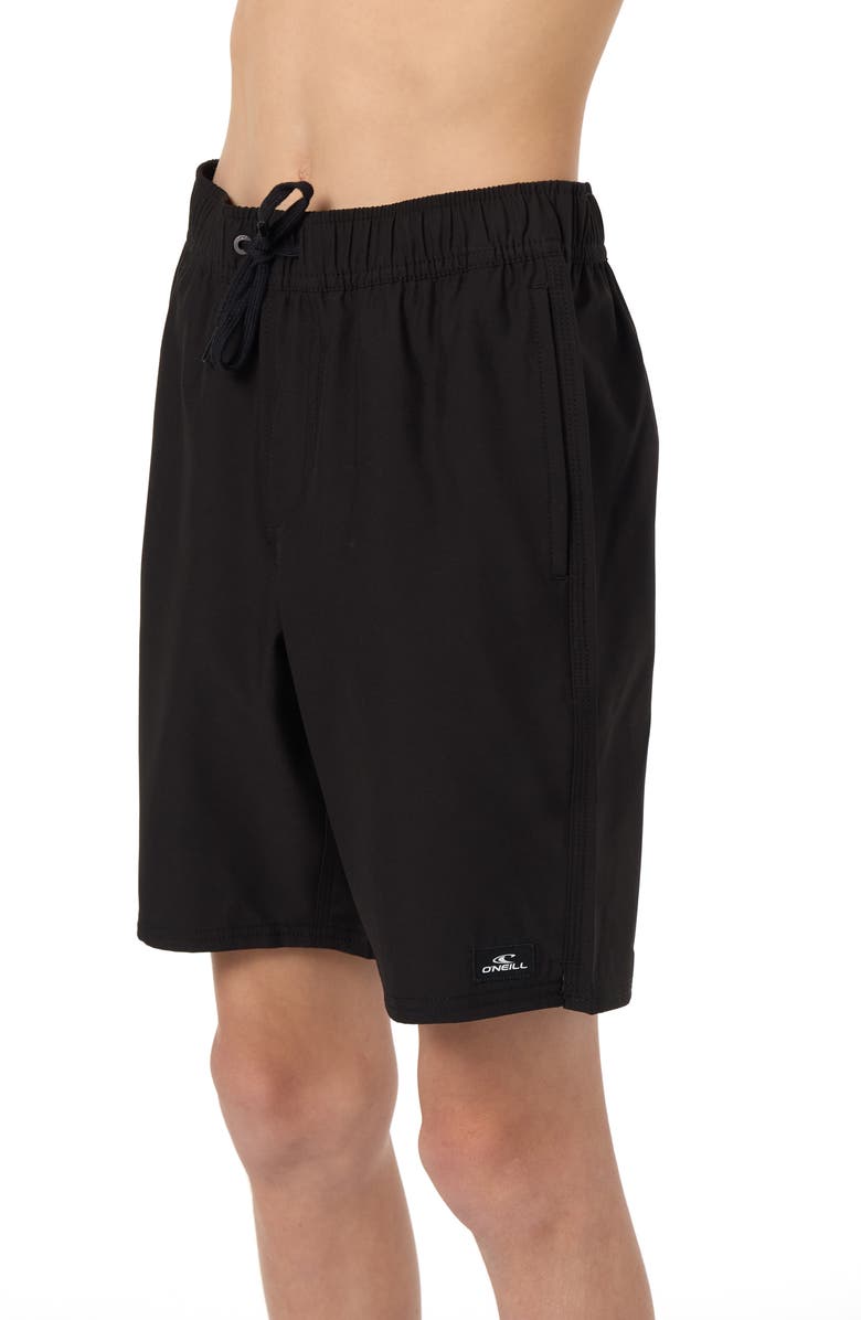 O'Neill Kids' Lennox Hermosa Solid Volley Swim Trunks, Alternate, color, Black