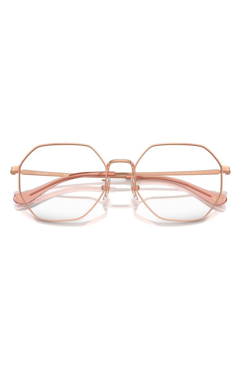 COACH 56mm Irregular Optical Glasses, Alternate, color, Shiny Rose Gold / Demo Lens