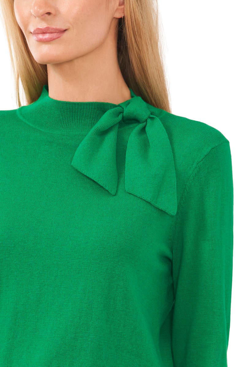 CeCe Tie Mock Neck Cotton Blend Sweater, Alternate, color,
