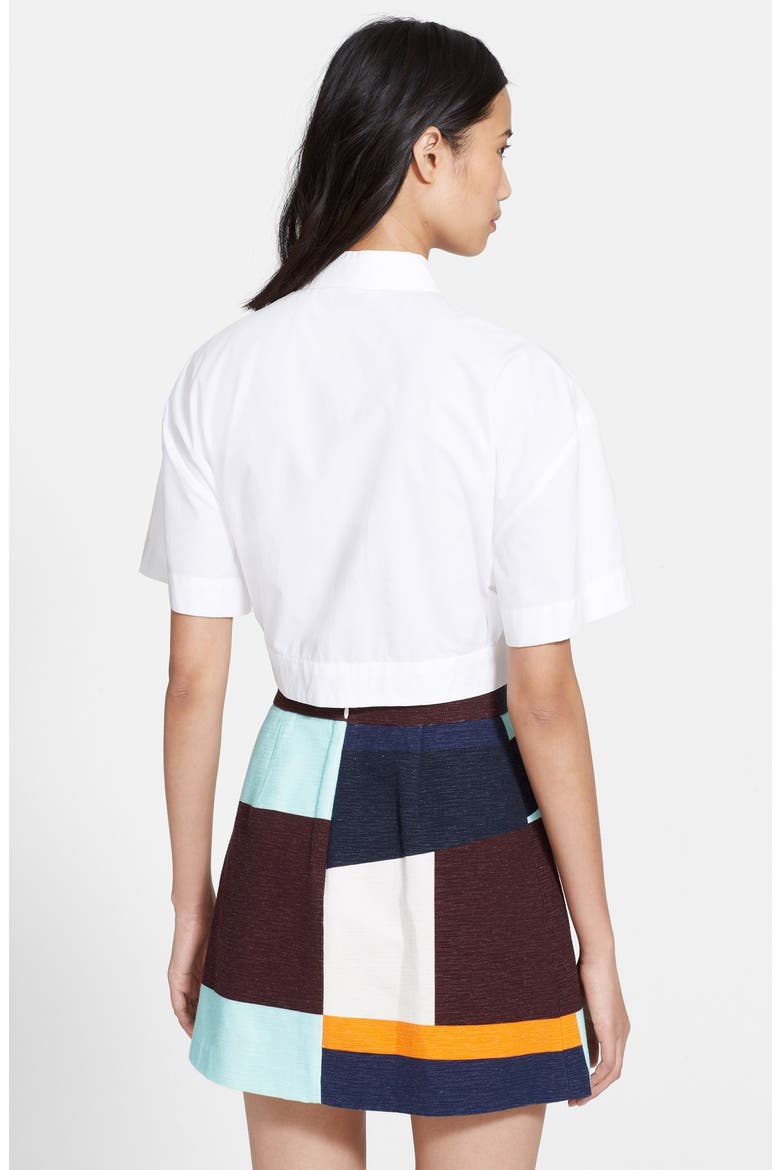 Tie Front Crop Shirt, Alternate, color, WHITE