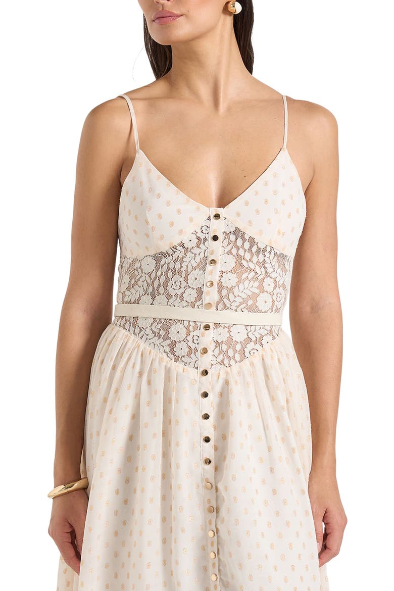 Rosie Lace Corset Maxi Dress, Alternate, color, Cream