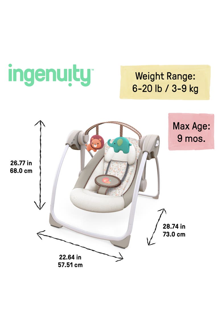 Soothe 'n Delight Portable Baby Swing with Music, Alternate, color, Khaki