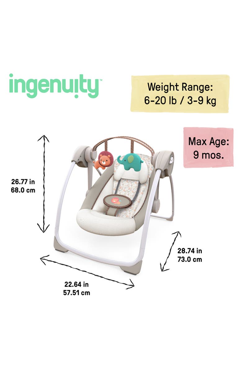INGENUITY Soothe 'n Delight Portable Baby Swing with Music, Alternate, color, Khaki