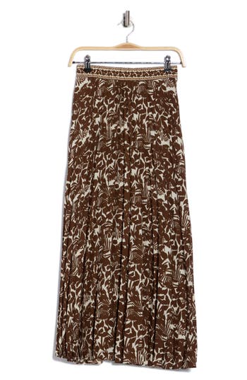 Max Studio Pleated Maxi Skirt In Brown