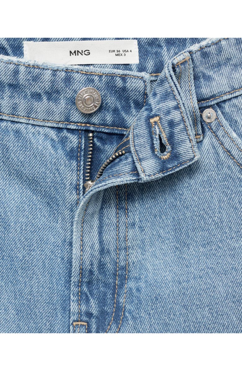 MANGO Fray Hem Denim Bermuda Shorts, Alternate, color, Medium Blue