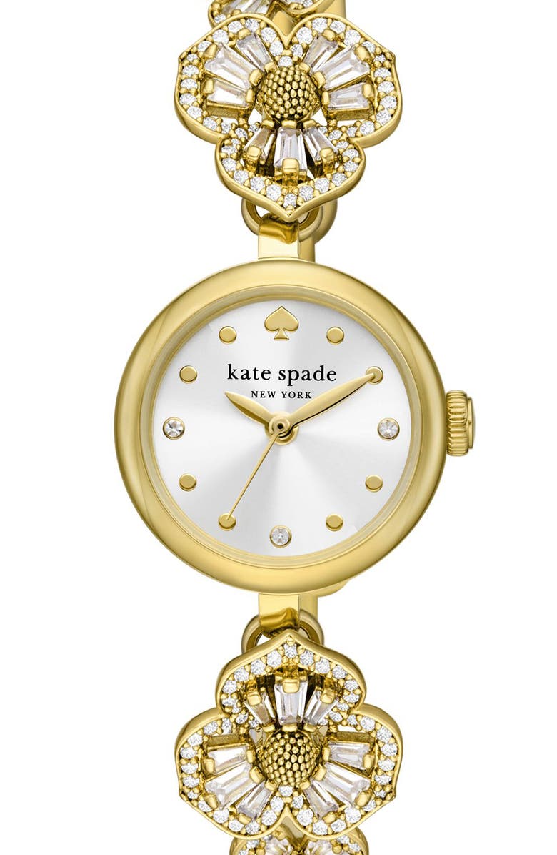 Kate Spade New York monroe floral crystal strap watch, 24mm, Alternate, color, Gold