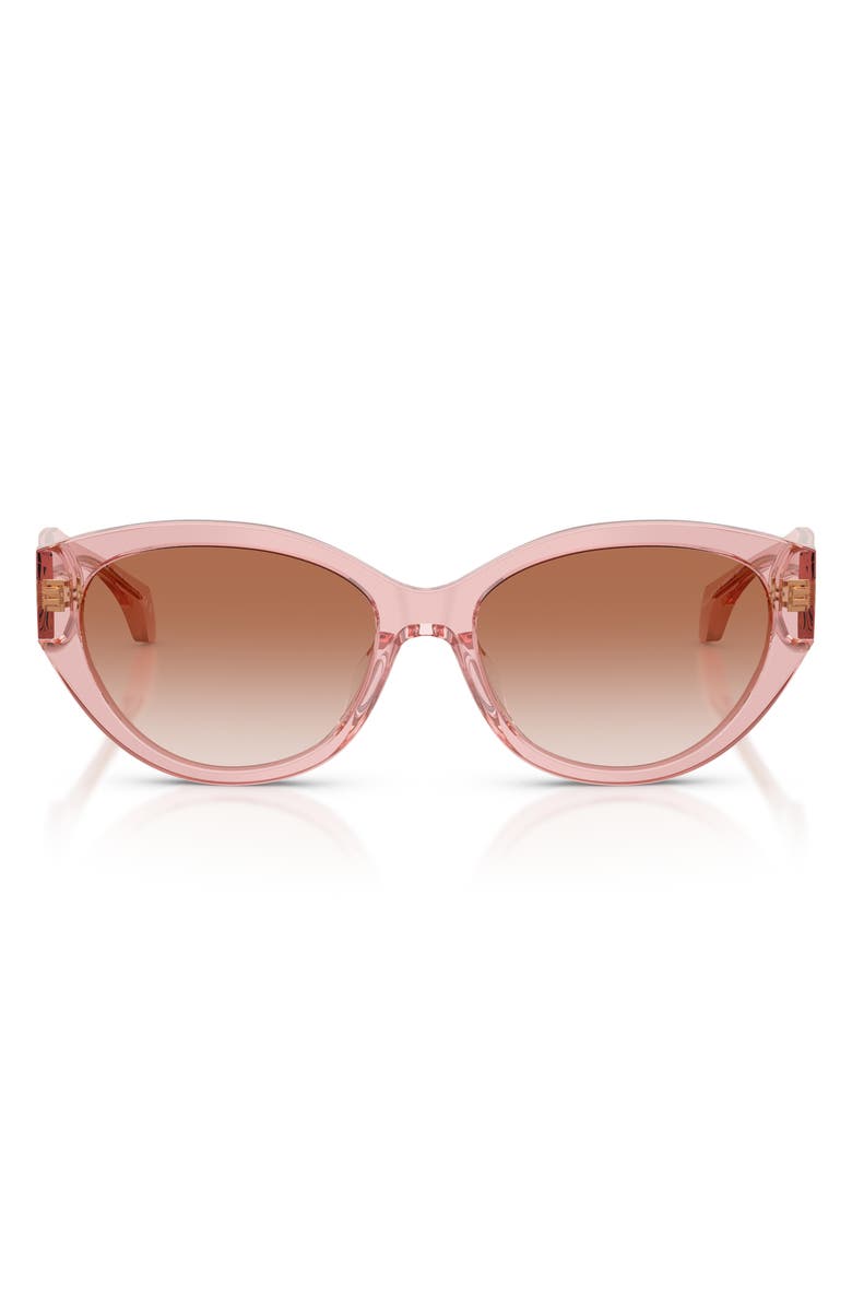 Versace 56mm Gradient Oval Sunglasses, Main, color, Peach Transparent/ Pink