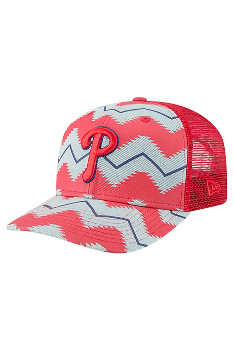 Men's New Era Denim/Red Philadelphia Phillies Aztec Denim 9SEVENTY Adjustable Hat, Main, color, Denim