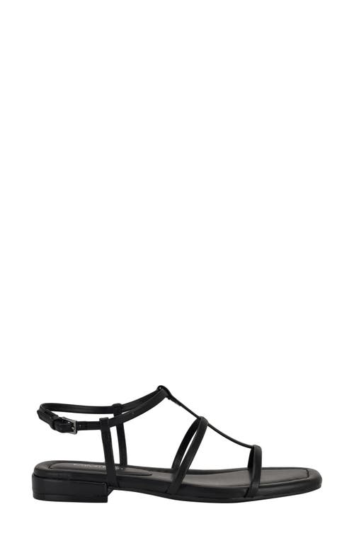 Calvin Klein Sallia T-strap Flat Sandal In Black