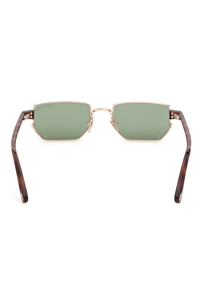 Liam 51mm Rectangular Sunglasses, Alternate, color, SHINY ROSE GOLD/ GREEN LENS