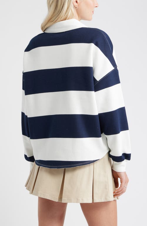 Bp. Stripe Cotton Blend Rugby Shirt In Black