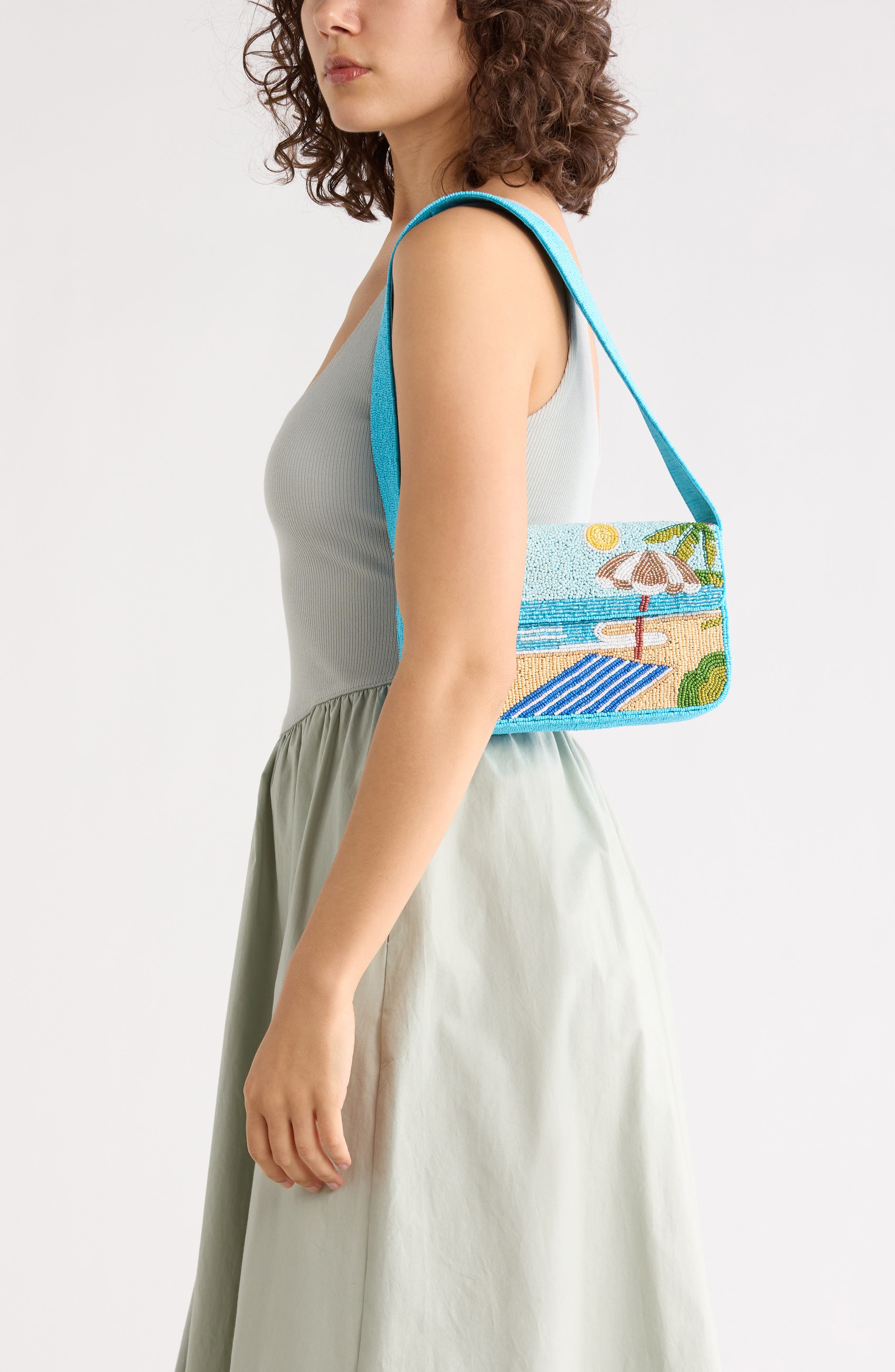 Collection XIIX Tropical Vacation Beaded Shoulder Bag, Alternate, color, Teal Multi