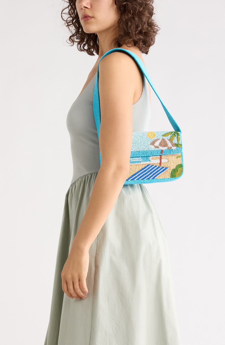 Collection XIIX Tropical Vacation Beaded Shoulder Bag, Alternate, color, Teal Multi