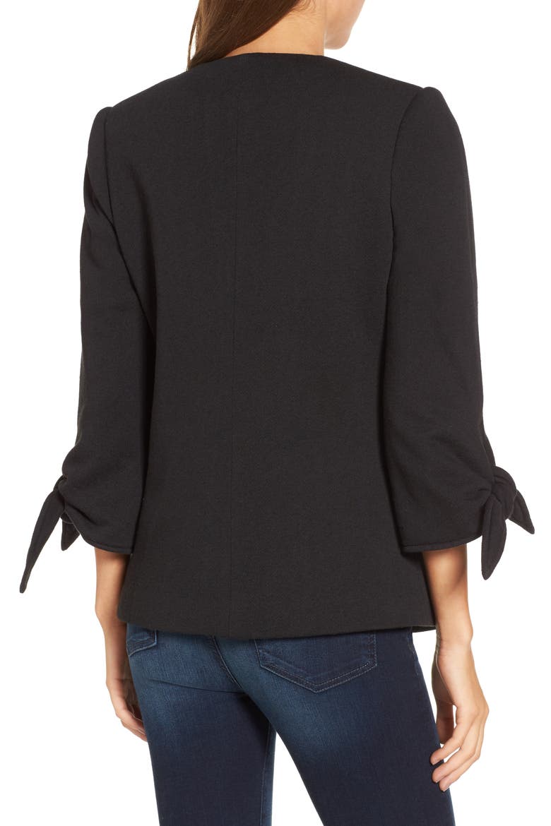 Tie Sleeve Knit Blazer, Alternate, color, BLACK