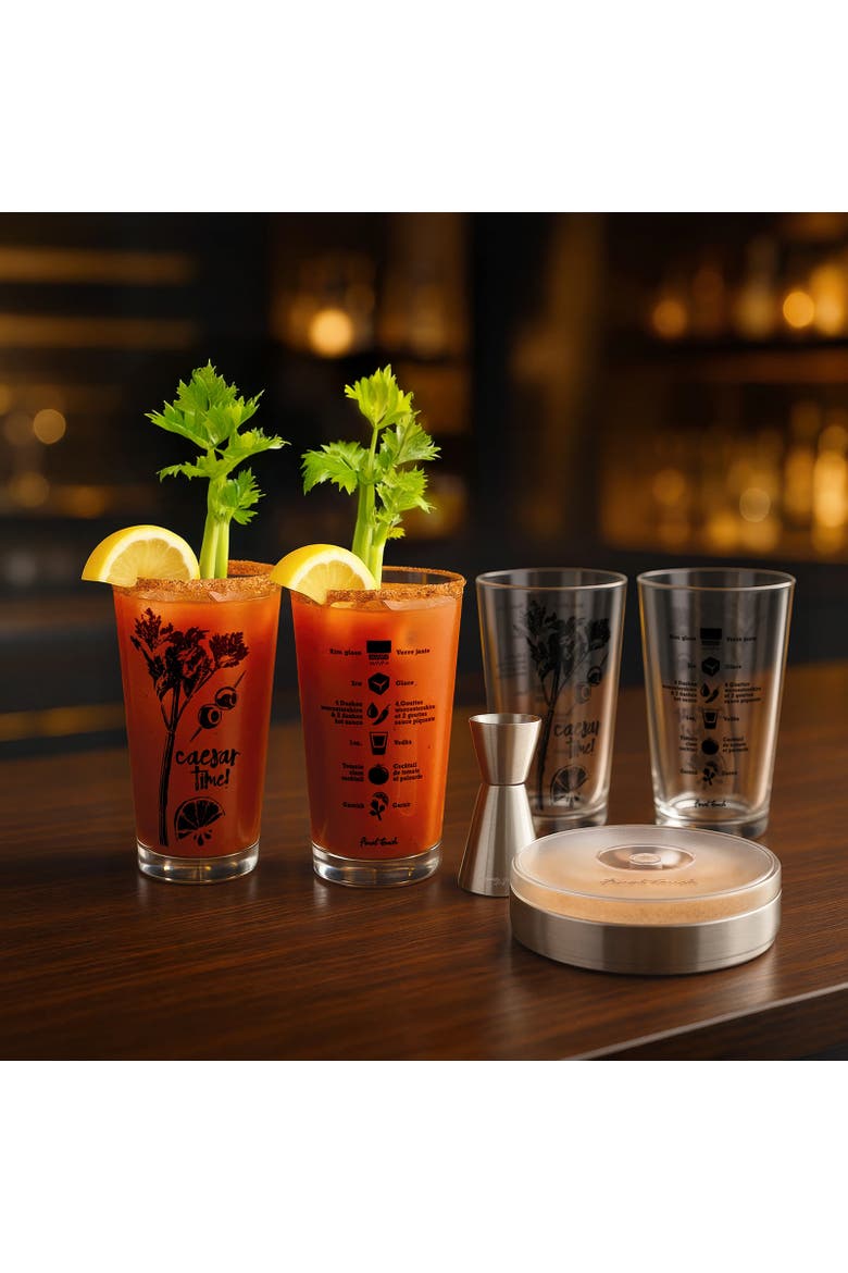7-Piece Caesar Cocktail Set, 4 Glasses, Rimmer & Jigger, 15 oz Each, Alternate, color, Clear