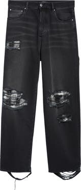 AMIRI Flannel Repaired Baggy Jeans