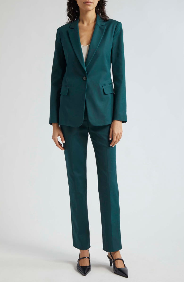 Emporio Armani Couture Cotton Blend Straight Leg Pants, Alternate, color, Solid Dark Green