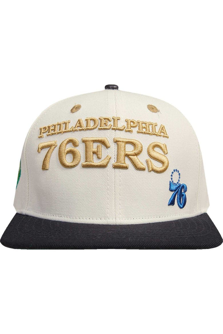 Men's Cream/Black Philadelphia 76ers Album Cover Snapback Hat, Alternate, color, Cream