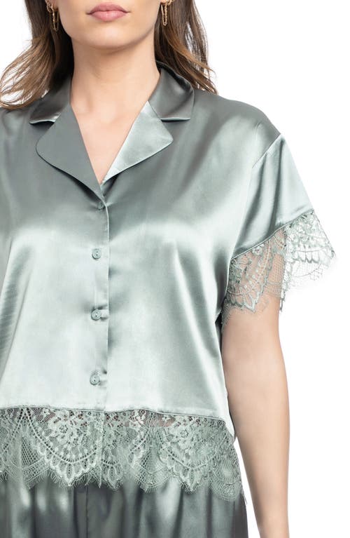 In Bloom By Jonquil Joanna Lace Trim Satin Short Pajamas In Gray