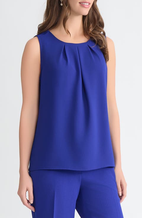 Pleat Neck Sleeveless Top