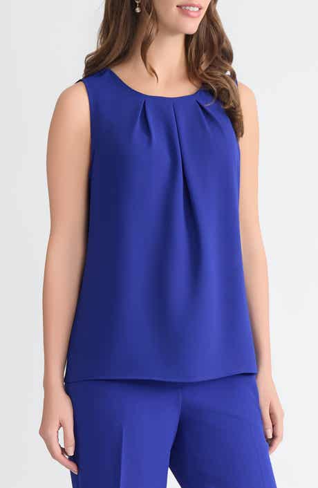 KASPER Pleat Neck Sleeveless Top