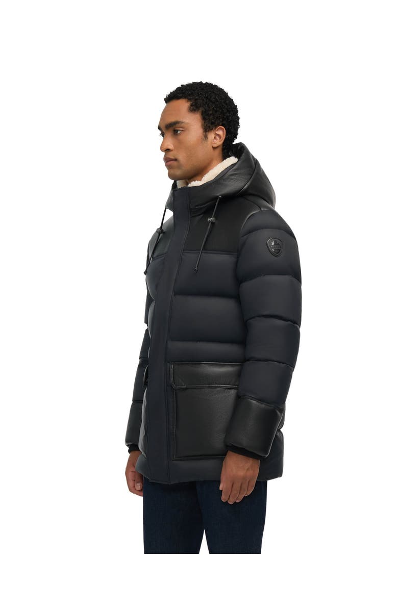 Pajar Wolf Mix Media Faux Shearling Parka Puffer with Fixed Hood, Alternate, color, Black