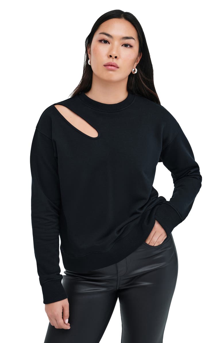 Marcella Bartlett Cutout Cotton Sweatshirt, Alternate, color, Black