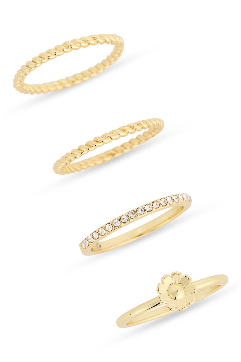 Set of Four Rings, Main, color, CLEAR/ GOLD