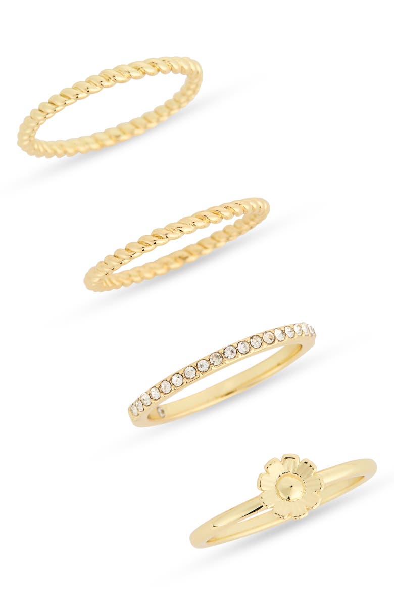 Covet Set of Four Rings, Main, color, Clear/ Gold