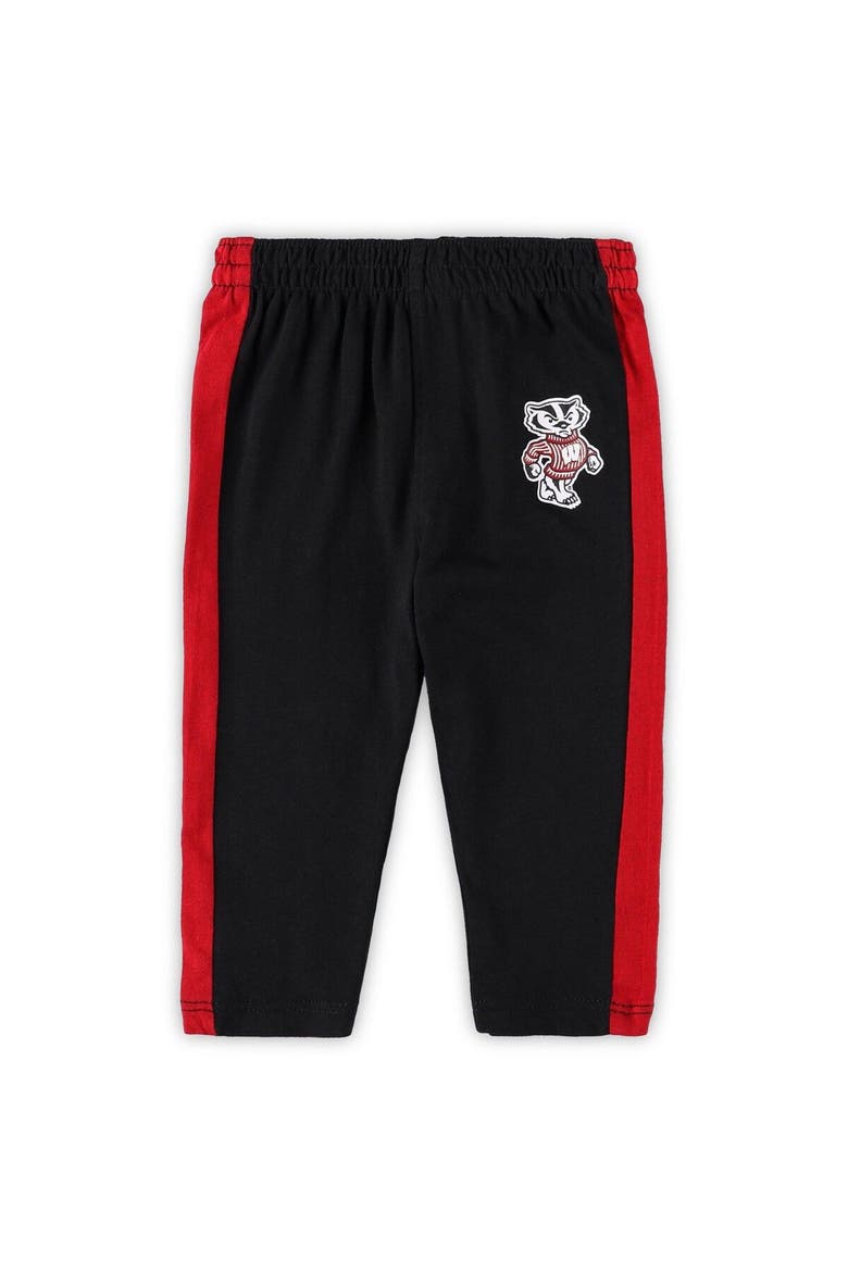 Newborn & Infant Red/Black Wisconsin Badgers Little Kicker Long Sleeve Bodysuit & Sweatpants Set, Alternate, color, Red